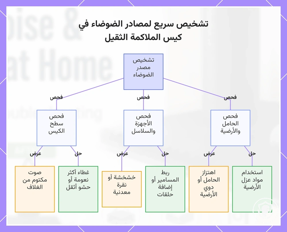 تشخيص سريع لمصادر الضوضاء في كيس الملاكمة الثقيل