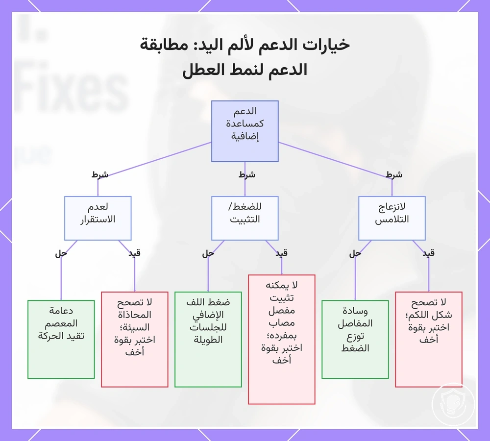 خيارات الدعم لألم اليد: مطابقة الدعم لنمط العطل