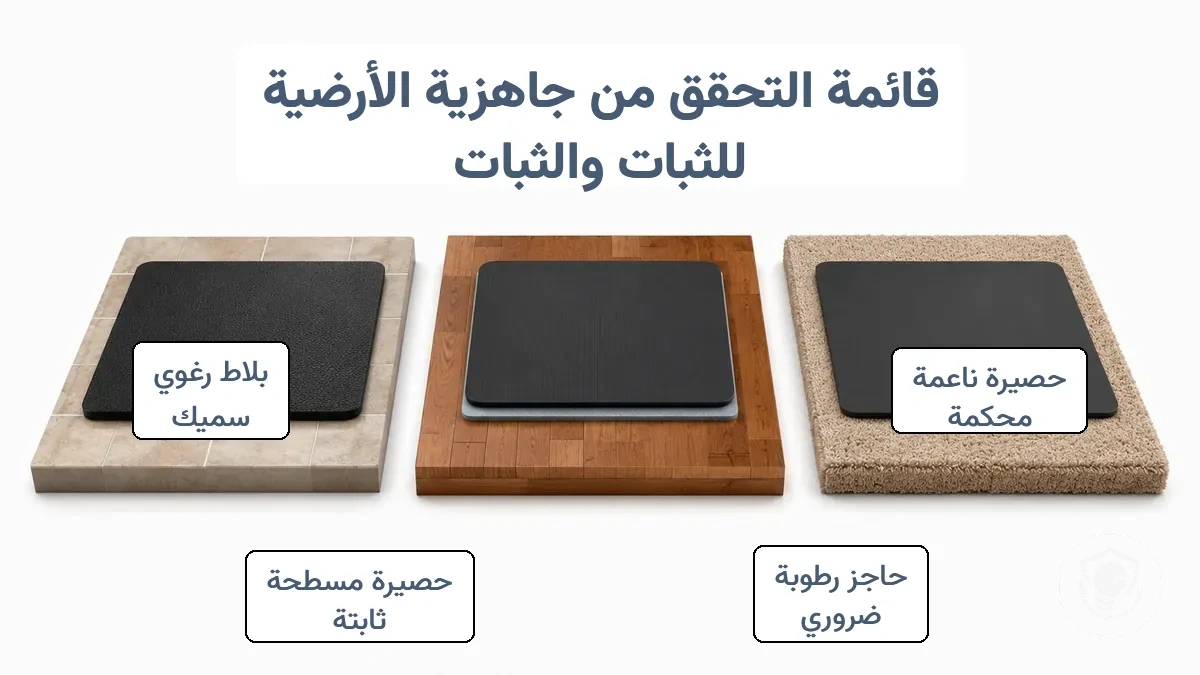 مقارنة بين أسطح البلاط والخشب والسجاد مع حصيرة صالة رياضية تبرز اختلافات التماسك والحماية
