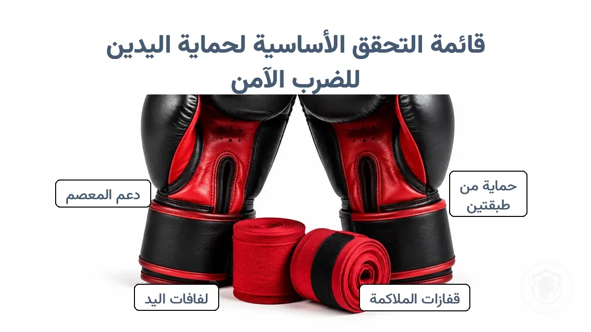 طبقتان من حماية اليدين تظهران أربطة اليدين تحت قفازات الملاكمة للضرب الآمن في المنزل