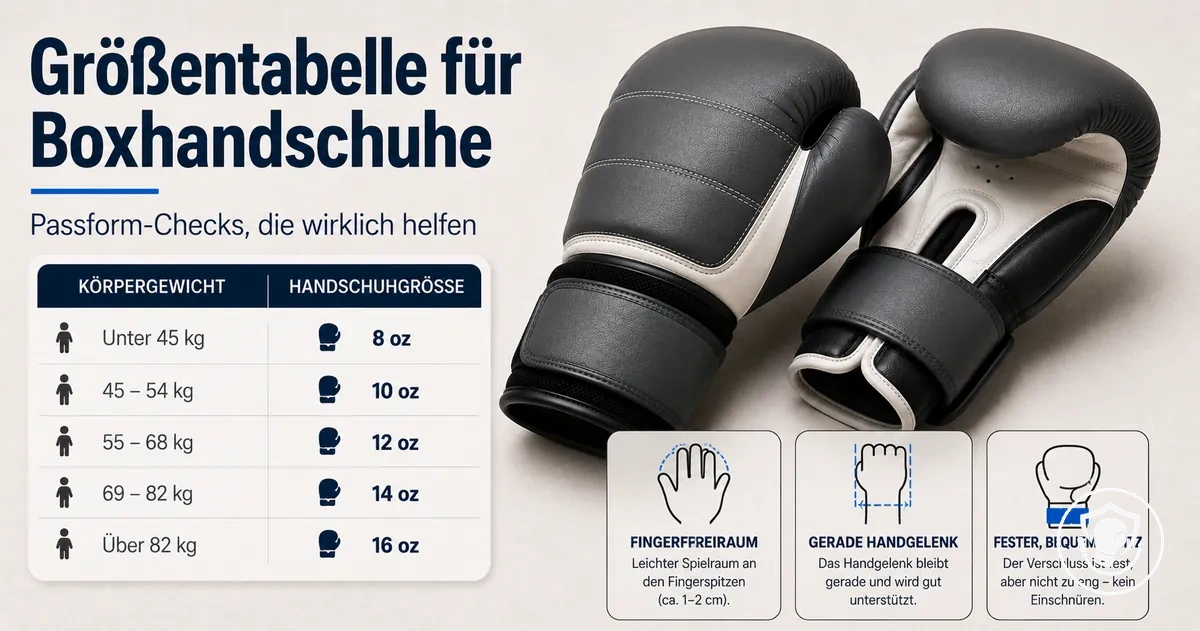 Größentabelle und Hinweise zur Passform für Boxhandschuhe im Heimtraining für Anfänger