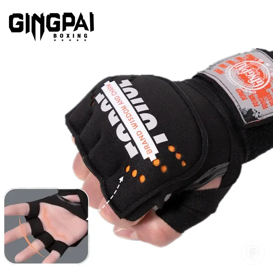 Boxbandagen-Handschuhe Muay Thai, Innenhandschuhe, halbe Finger, Gel, MMA