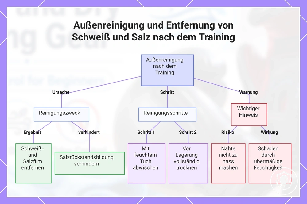 Außenreinigung und Entfernung von Schweiß und Salz nach dem Training