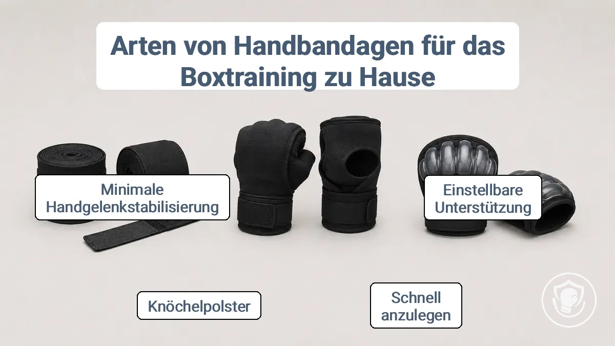 Drei Kategorien von Handbandagen: traditionelle lange Bandage, Schnellbandage oder Innenhandschuh und Gel-Knöchelpolster