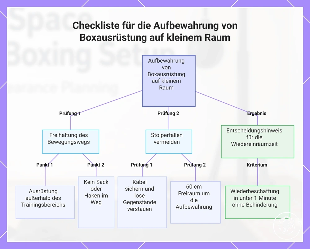 Checkliste für die Aufbewahrung von Boxausrüstung auf kleinem Raum