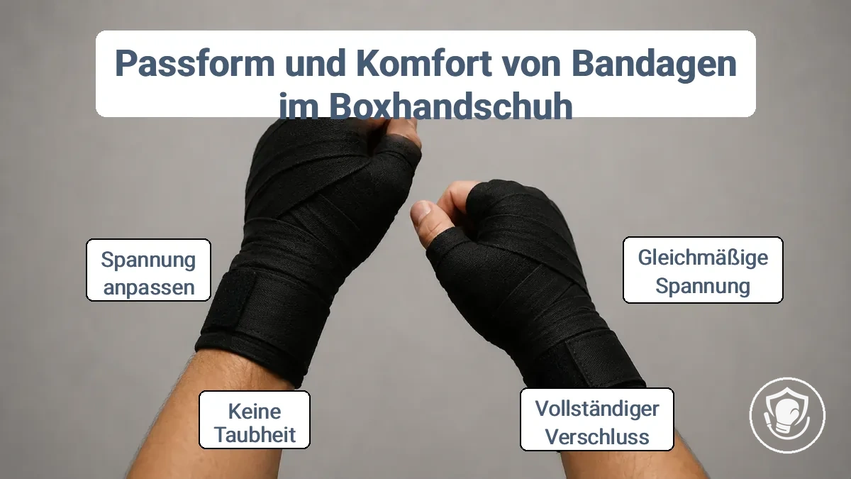 Fachgerecht gewickelte Hände mit gleichmäßiger Spannung vor dem Anziehen der Boxhandschuhe