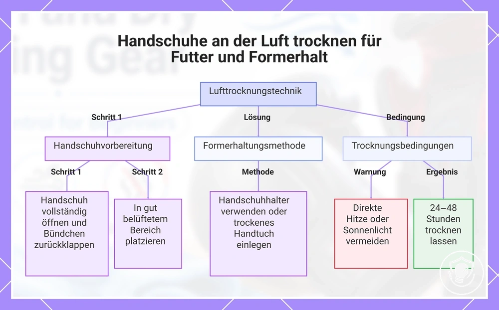 Handschuhe an der Luft trocknen für Futter und Formerhalt