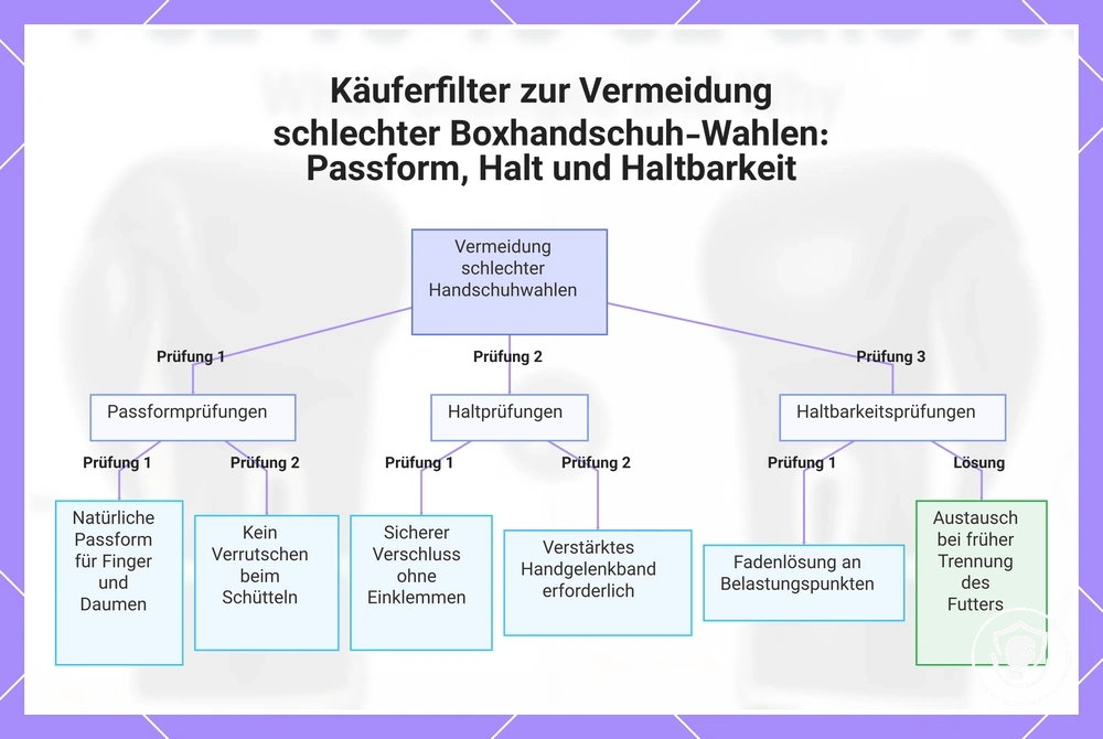 Käuferfilter zur Vermeidung schlechter Boxhandschuh-Wahlen: Passform, Halt und Haltbarkeit