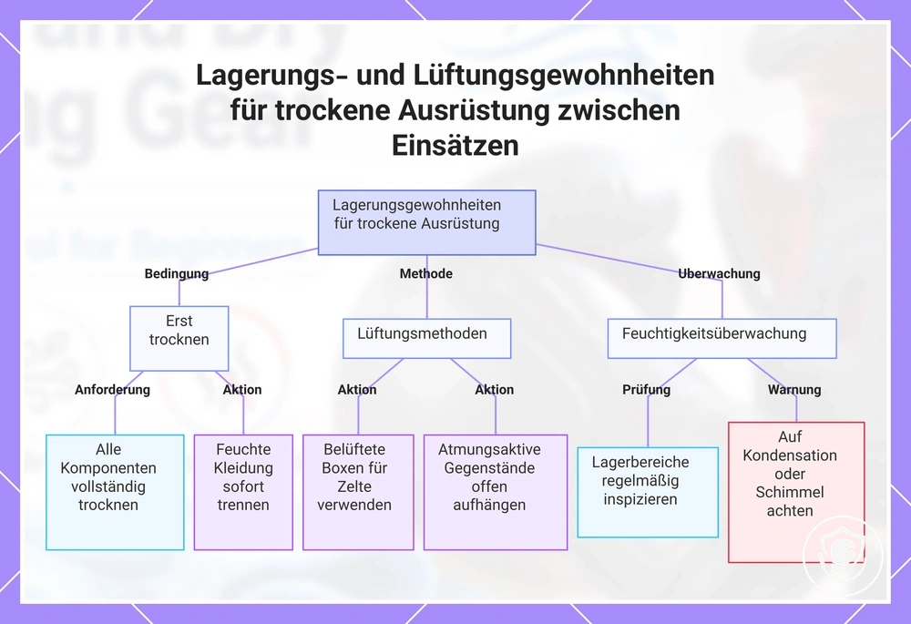 Lagerungs- und Lüftungsgewohnheiten für trockene Ausrüstung zwischen Einsätzen