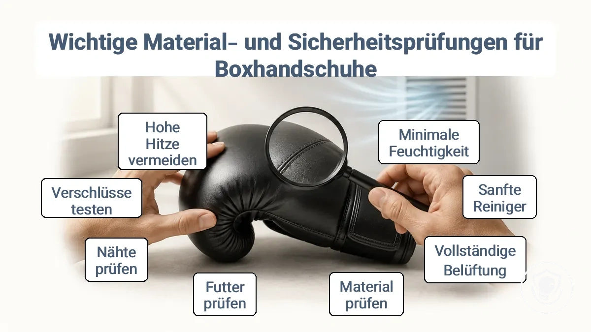 Überprüfung des Zustands von Boxhandschuhen vor der Reinigung