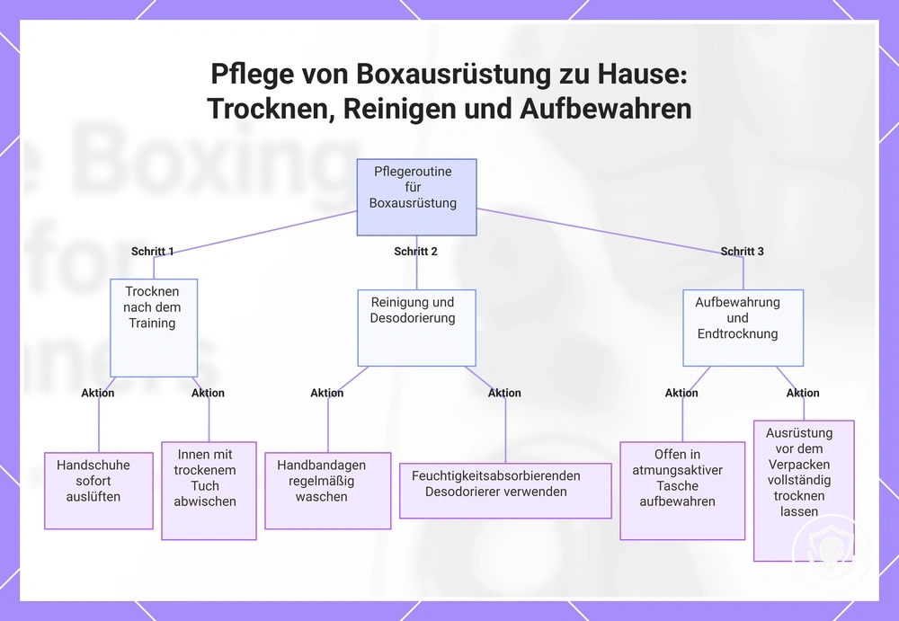 Pflege von Boxausrüstung zu Hause: Trocknen, Reinigen und Aufbewahren
