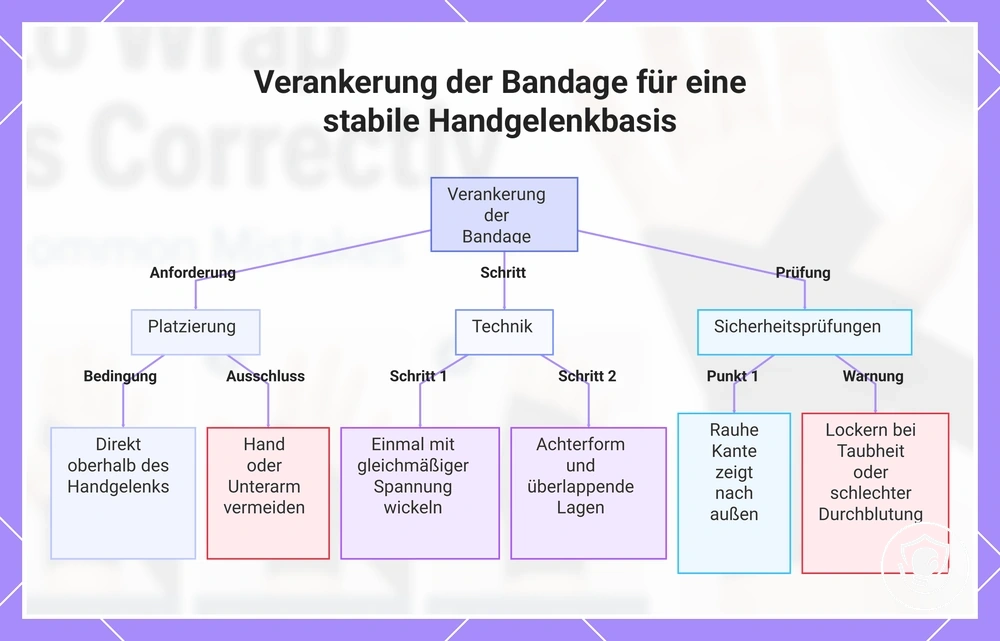 Verankerung der Bandage für eine stabile Handgelenkbasis