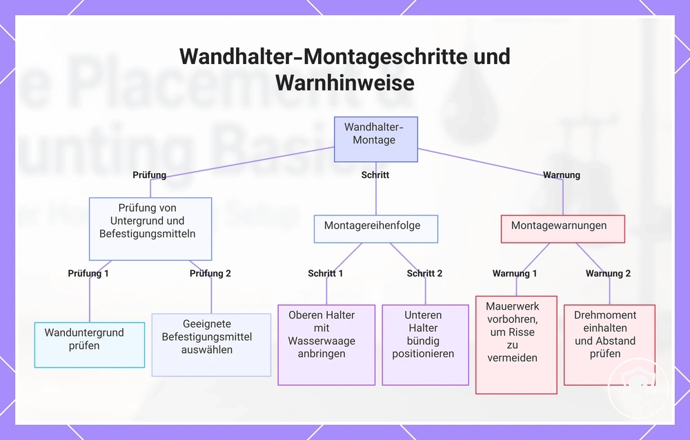 Wandhalter-Montageschritte und Warnhinweise