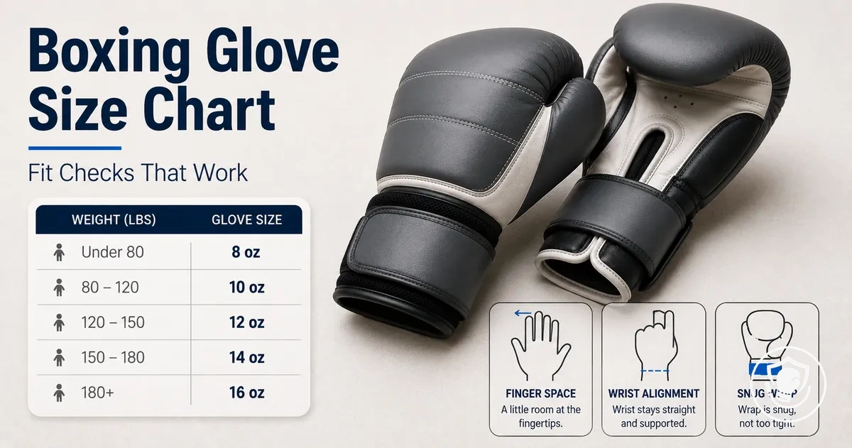 Glove sizing chart and fit-check cues for beginner home boxing equipment