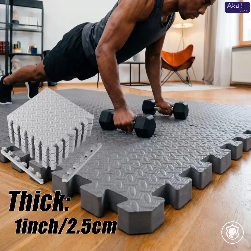 1Inch Thick EVA Foam Interlocking Gym Mats Heavy Duty Puzzle Exercise Floor Mat Home Gym Fitness