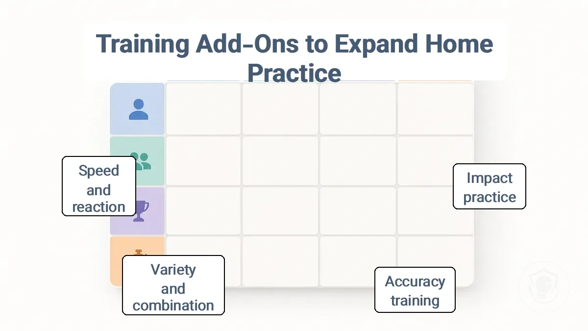 Matrix linking practice modes to training add-on categories and the constraints of space, noise, and storage
