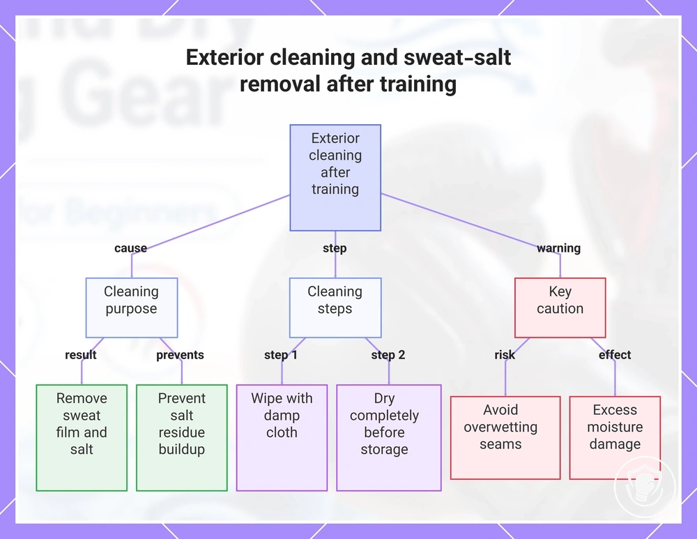 Exterior cleaning and sweat-salt removal after training