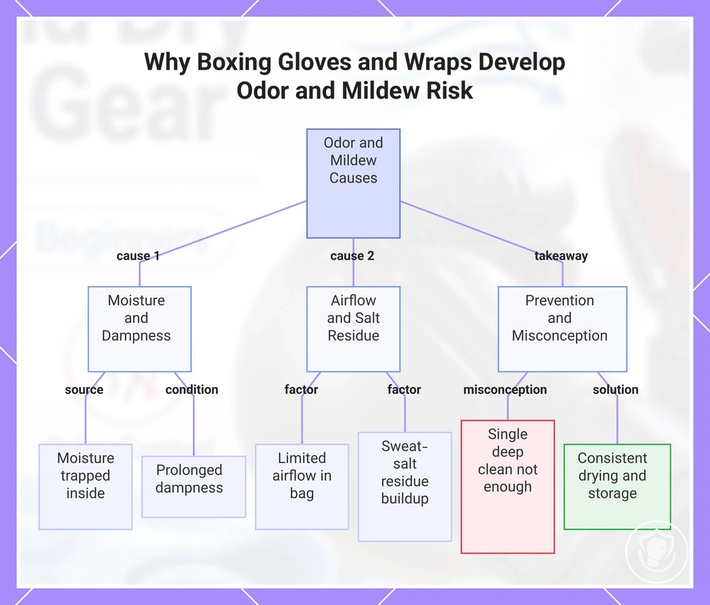 Why Boxing Gloves and Wraps Develop Odor and Mildew Risk