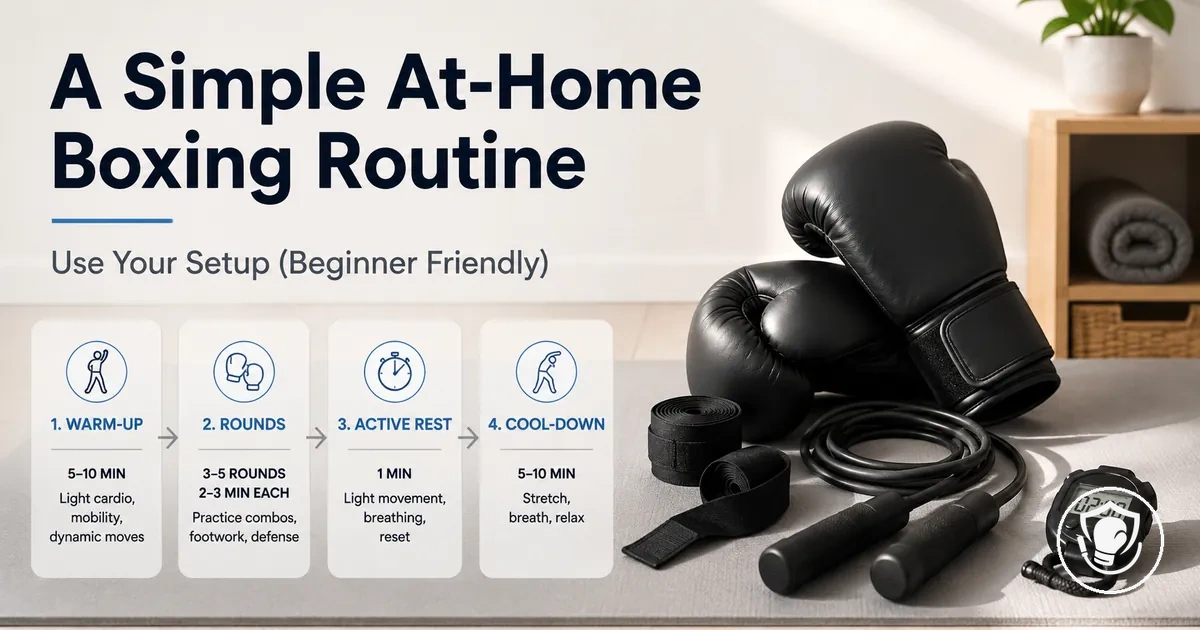 Simple beginner home boxing routine using common equipment at home