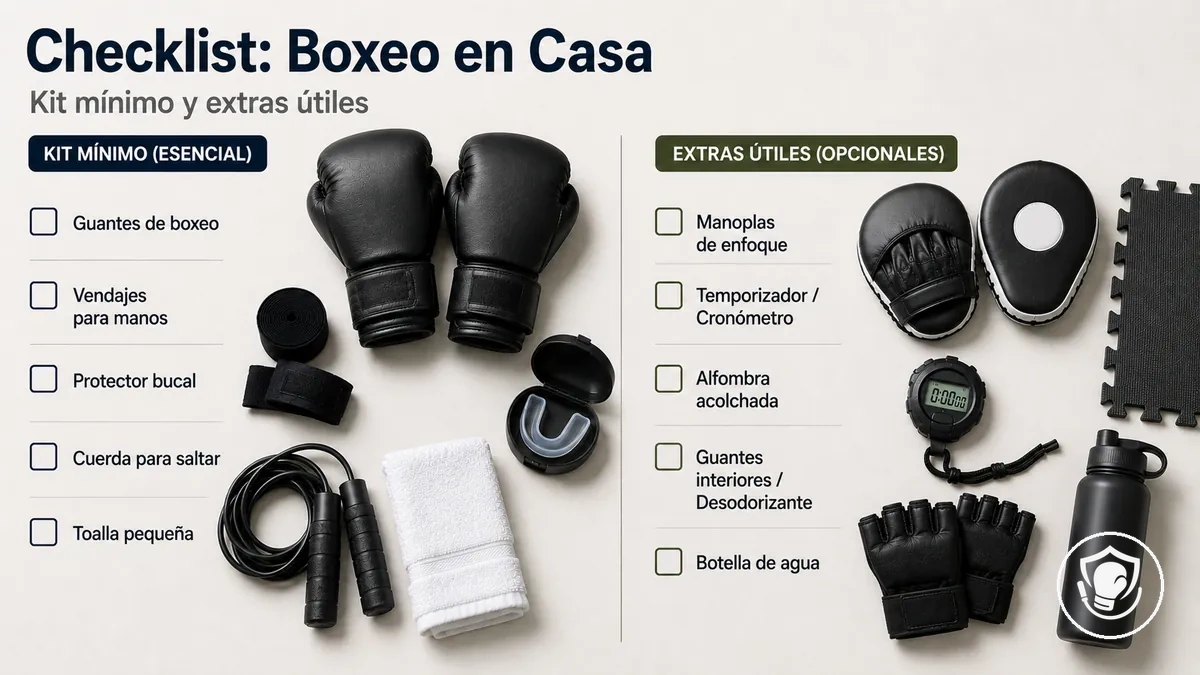 Lista del equipo esencial de boxeo en casa para principiantes y extras opcionales