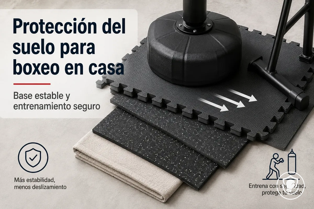 Materiales de protección del suelo y base estable para equipo de boxeo en casa para principiantes