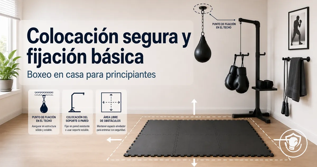 Colocación segura y pautas básicas de fijación para equipo de boxeo en casa de principiantes