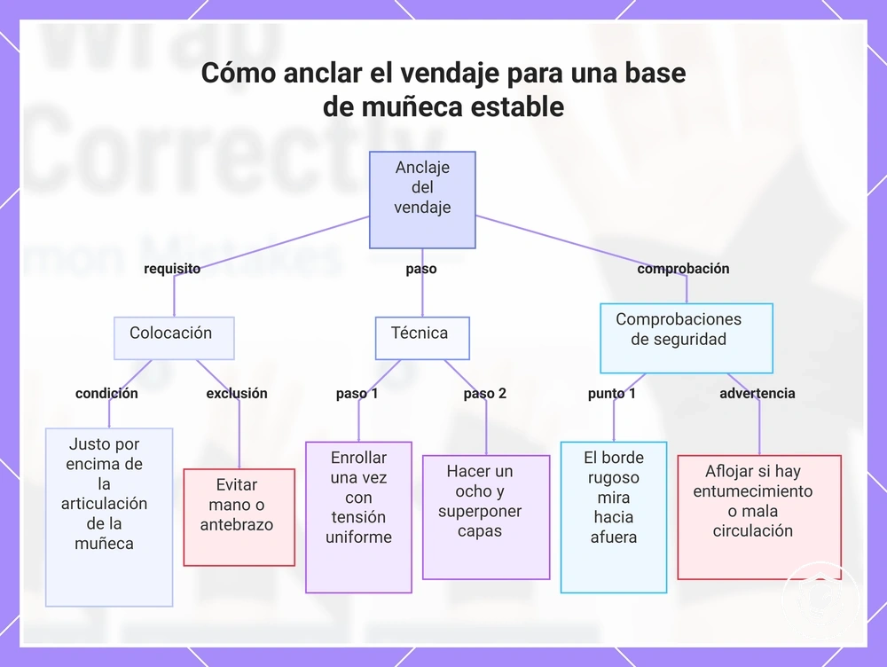 Cómo anclar el vendaje para una base de muñeca estable