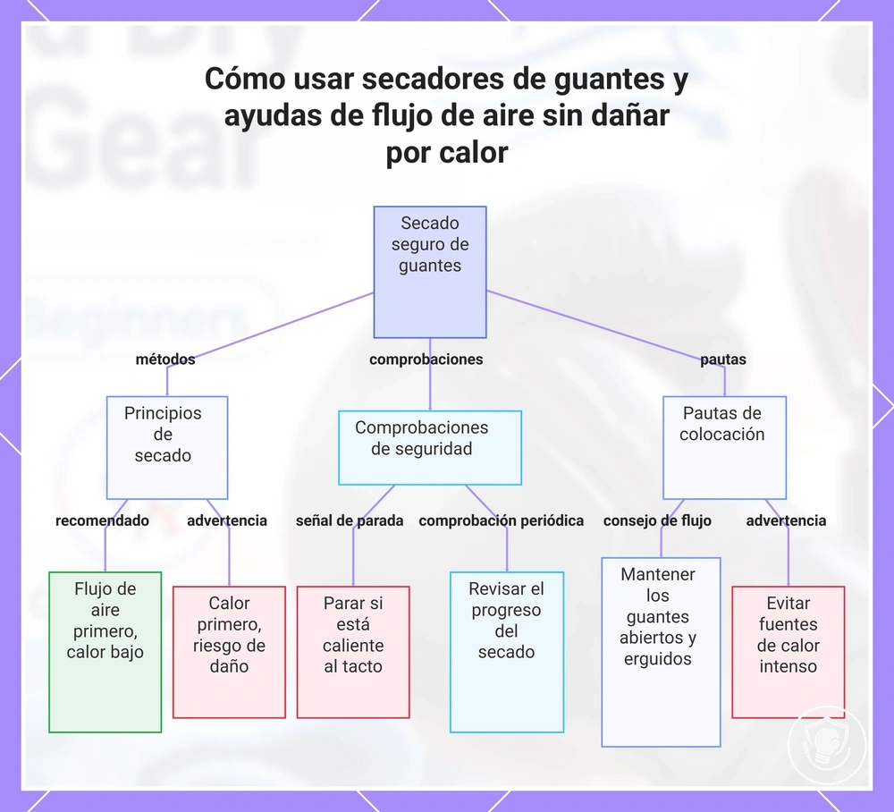 Cómo usar secadores de guantes y ayudas de flujo de aire sin dañar por calor