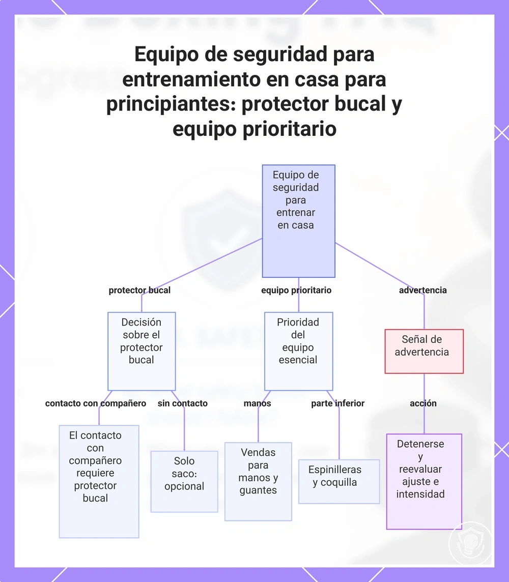 Equipo de seguridad para entrenamiento en casa para principiantes: protector bucal y equipo prioritario