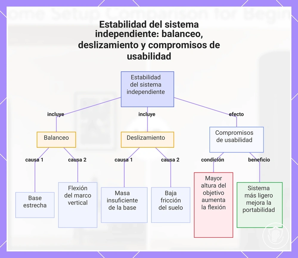 Estabilidad del sistema independiente: balanceo, deslizamiento y compromisos de usabilidad