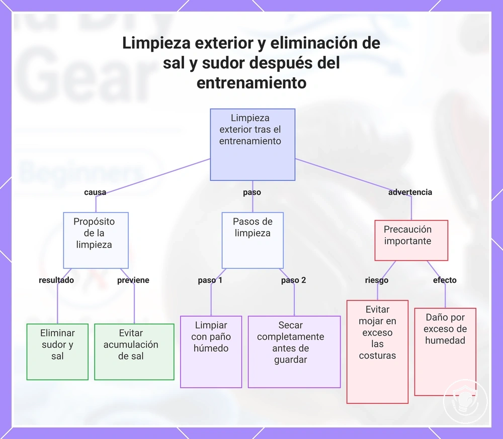 Limpieza exterior y eliminación de sal y sudor después del entrenamiento