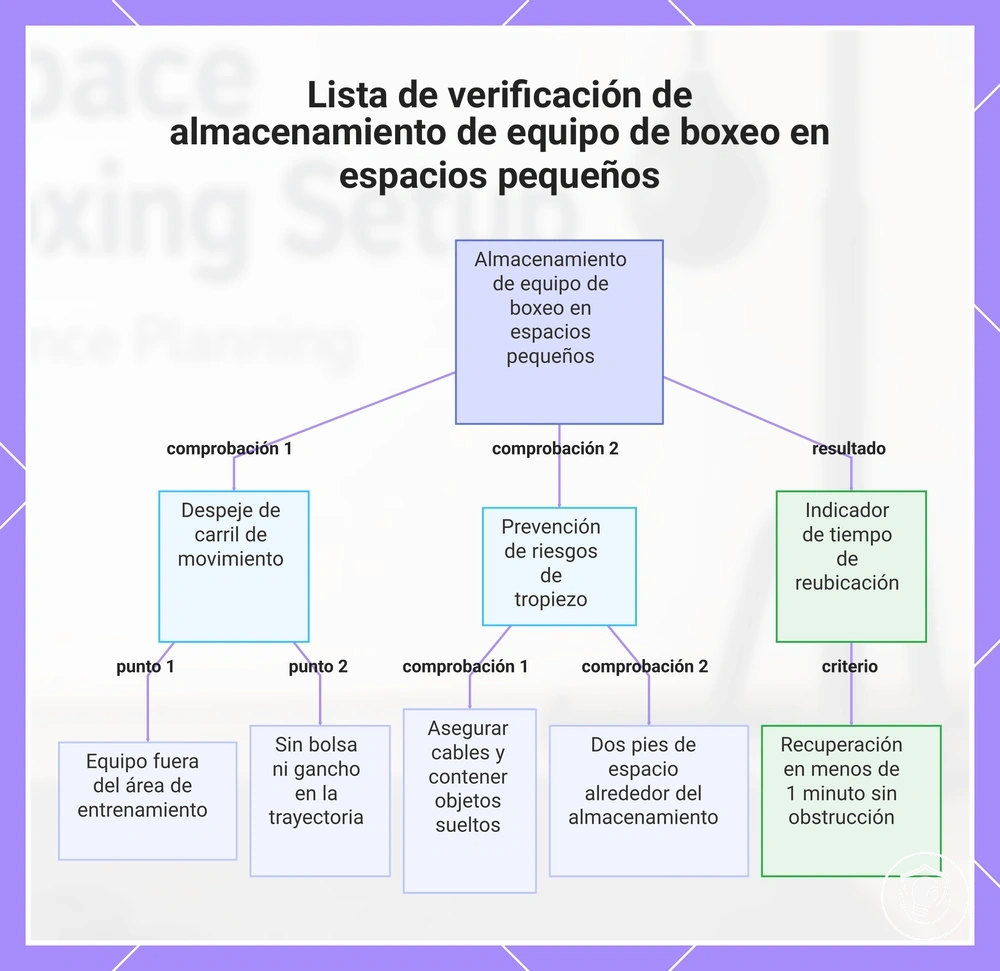 Lista de verificación de almacenamiento de equipo de boxeo en espacios pequeños