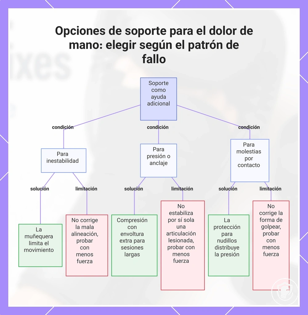 Opciones de soporte para el dolor de mano: elegir según el patrón de fallo