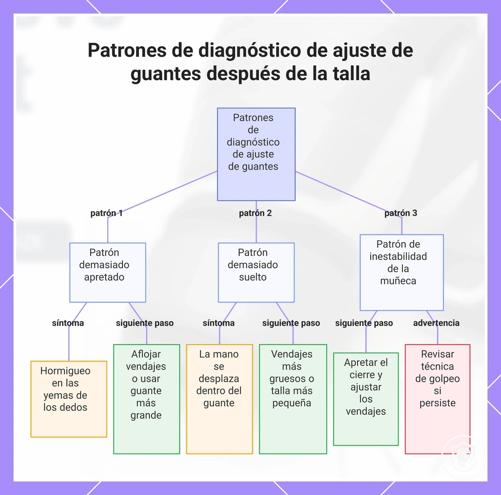 Patrones de diagnóstico de ajuste de guantes después de la talla