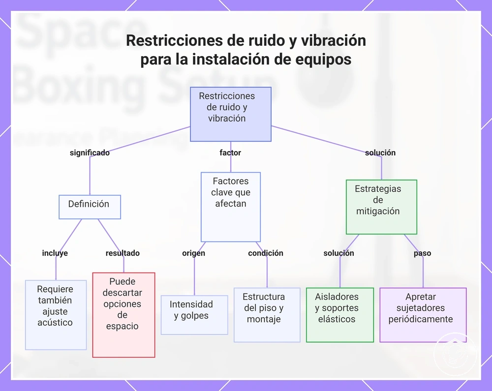 Restricciones de ruido y vibración para la instalación de equipos