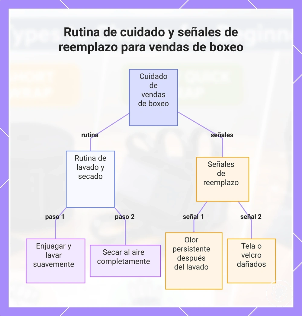 Rutina de cuidado y señales de reemplazo para vendas de boxeo