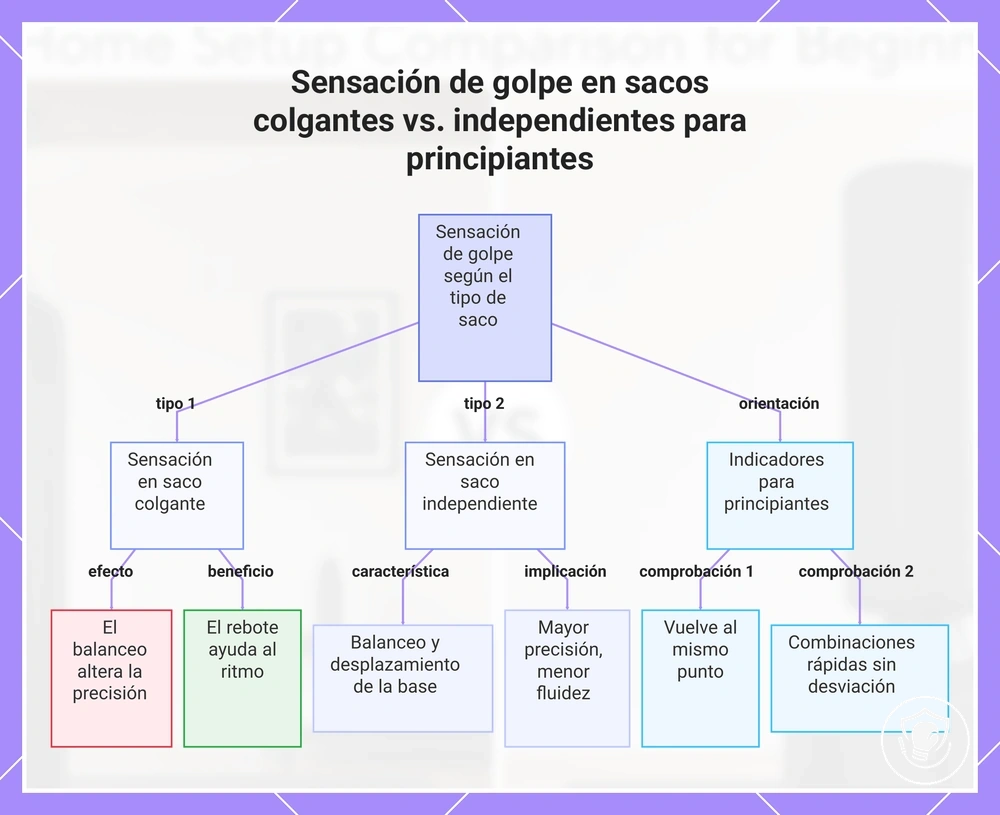 Sensación de golpe en sacos colgantes vs. independientes para principiantes
