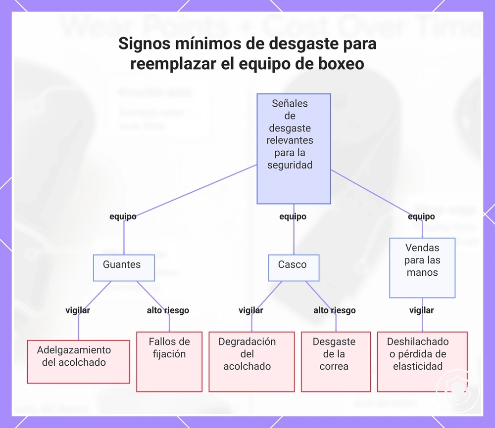 Signos mínimos de desgaste para reemplazar el equipo de boxeo