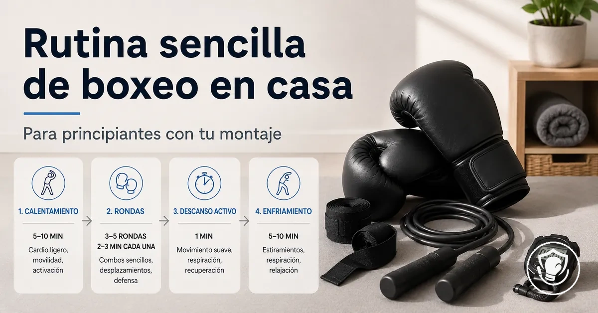Rutina sencilla de boxeo en casa para principiantes con el equipo más común