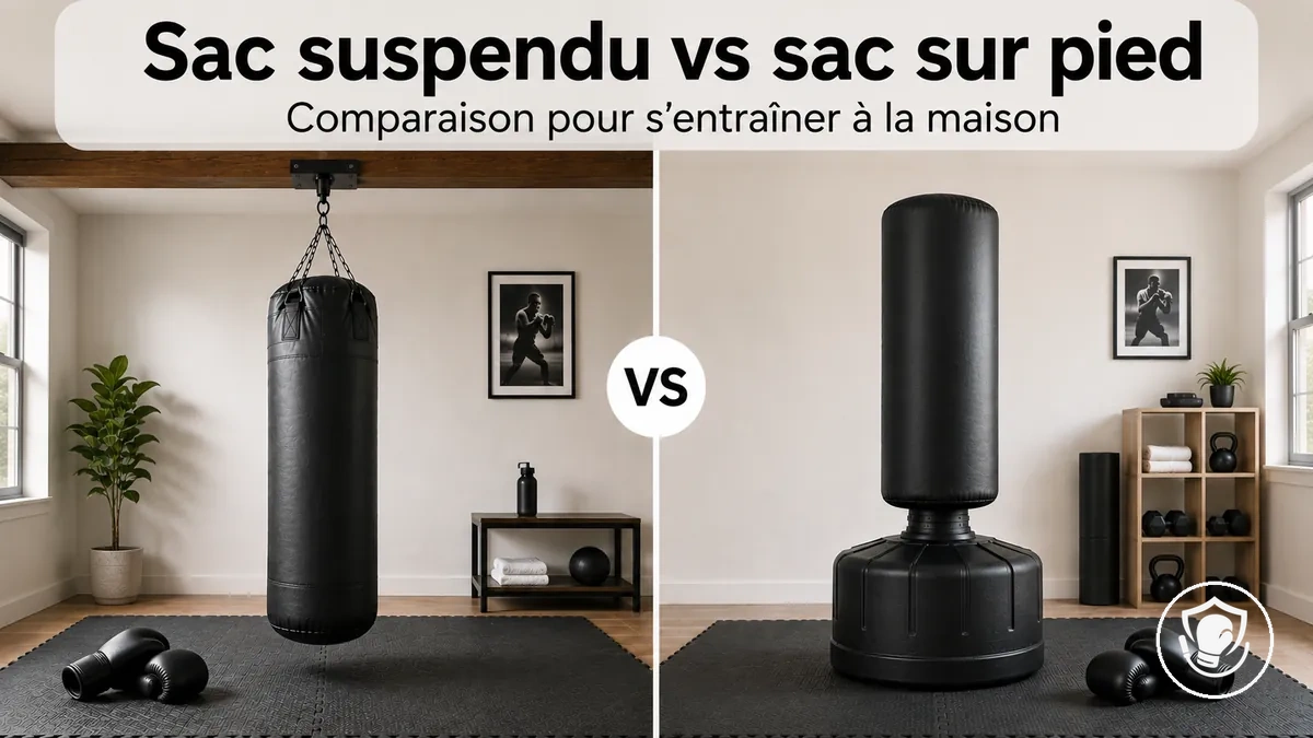 Setups de sac de frappe suspendu et sur pied pour débutants à la maison