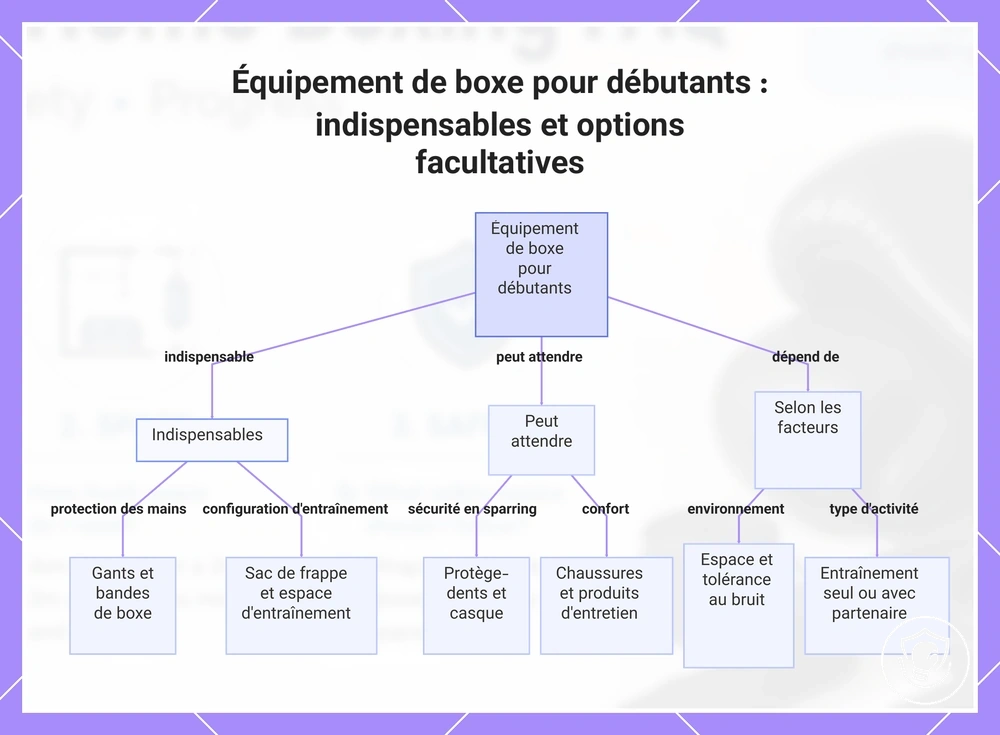 Équipement de boxe pour débutants : indispensables et options facultatives
