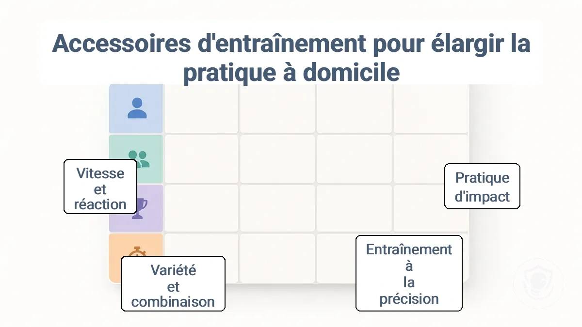 Matrice reliant les modes de pratique aux catégories d ajouts d entraînement et aux contraintes d espace de bruit et de rangement