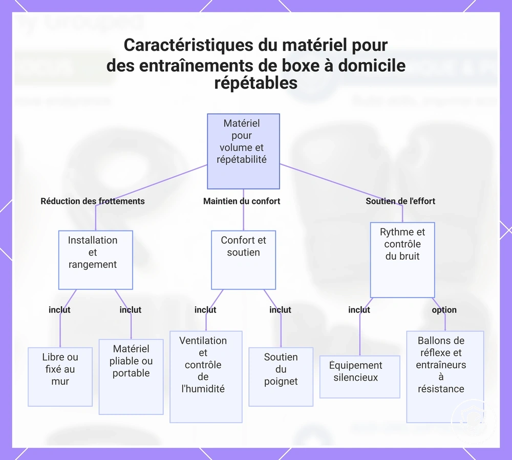 Caractéristiques du matériel pour des entraînements de boxe à domicile répétables