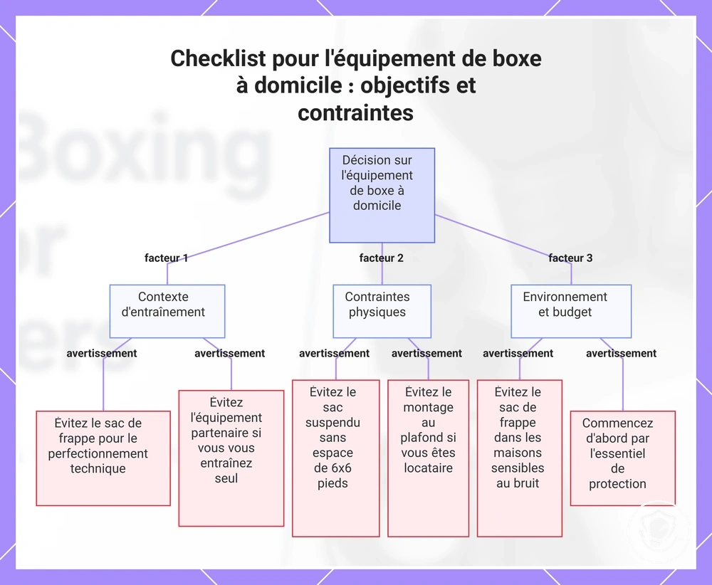 Checklist pour l'équipement de boxe à domicile : objectifs et contraintes