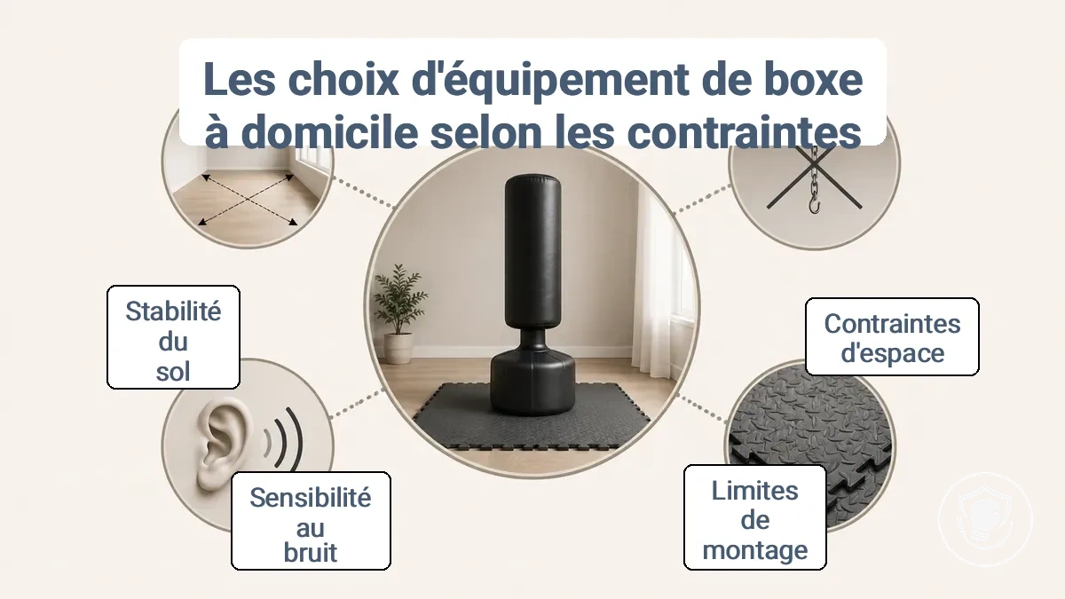 Choix d équipement de boxe à la maison affectés par lespace les limites de montage le bruit et la stabilité du sol