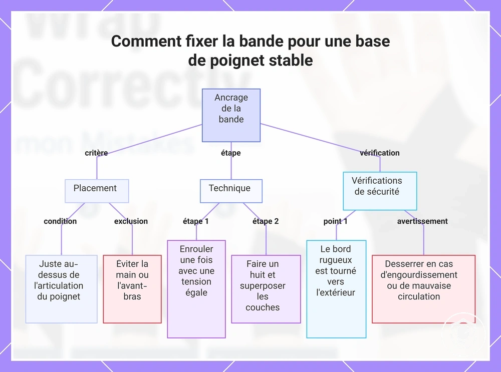 Comment fixer la bande pour une base de poignet stable