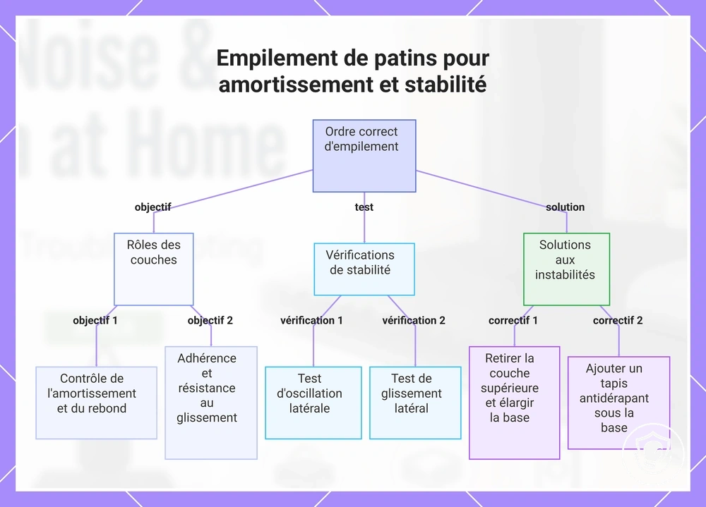 Empilement de patins pour amortissement et stabilité