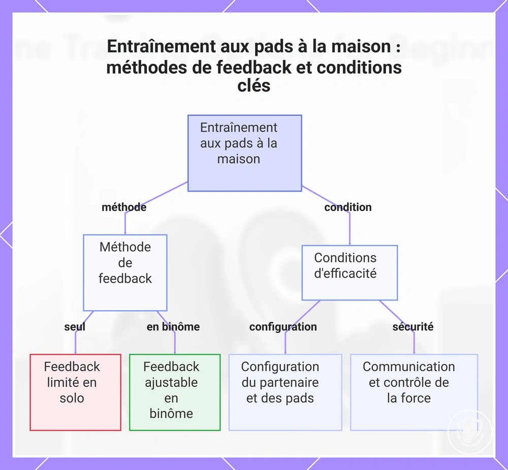 Entraînement aux pads à la maison : méthodes de feedback et conditions clés