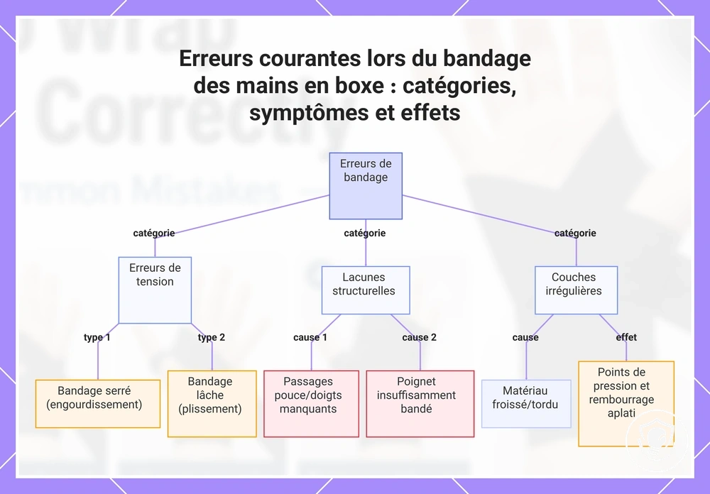 Erreurs courantes lors du bandage des mains en boxe : catégories, symptômes et effets