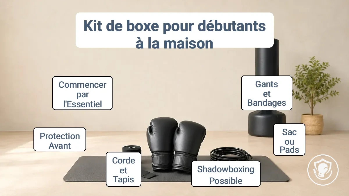 Essentiels du kit de démarrage de boxe à la maison pour débutants, comprenant gants, bandes et sac